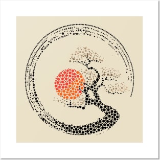 Dot Art Enso Circle and Bonsai Tree Posters and Art